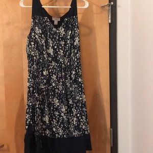 Navy blue summer dress with flower pattern